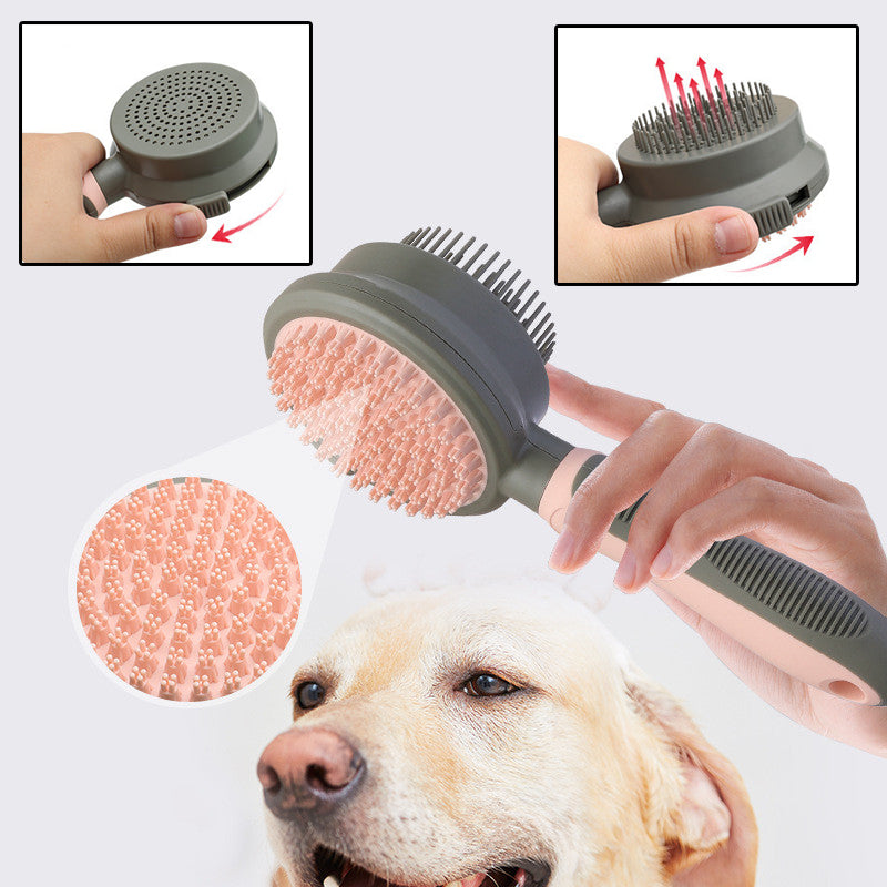 KFX-2421949 Double-Sided Self-Cleaning Slicker Brush for Cat Hair Removal and Massage
