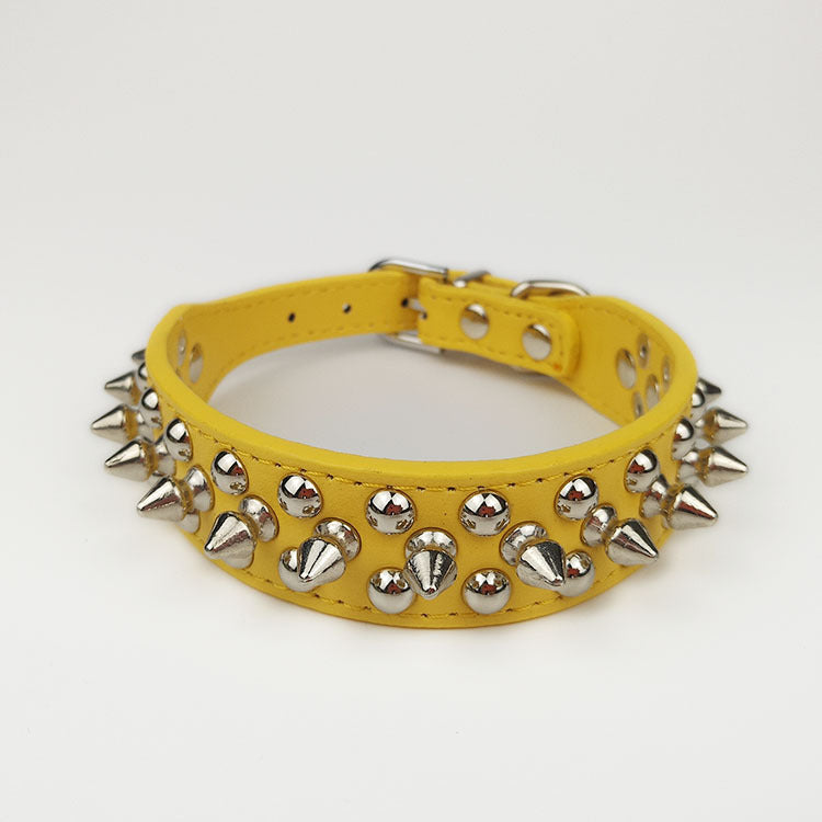 KFX-2422077 Round Studded Leather Dog Collar for Small to Medium Dogs - Willow Nail Design