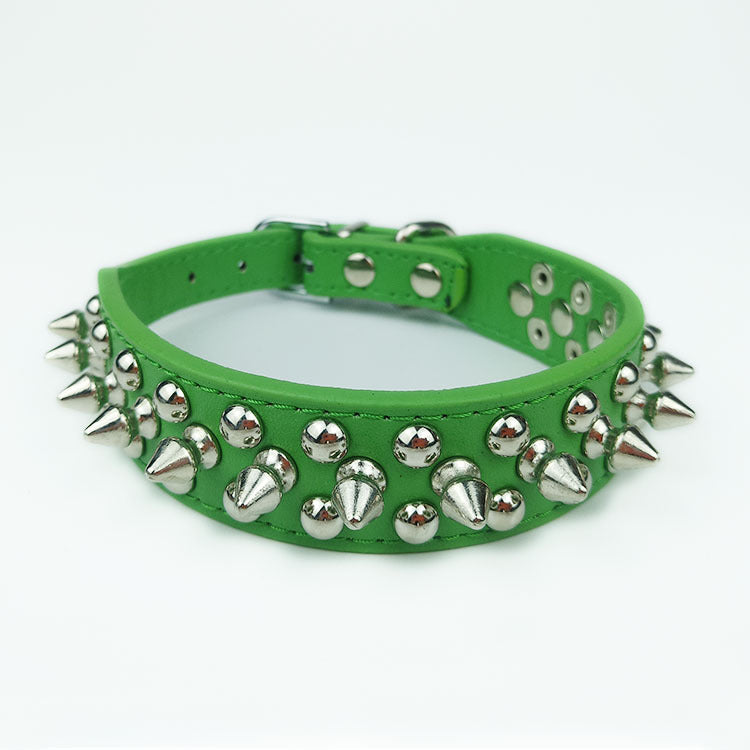 KFX-2422077 Round Studded Leather Dog Collar for Small to Medium Dogs - Willow Nail Design
