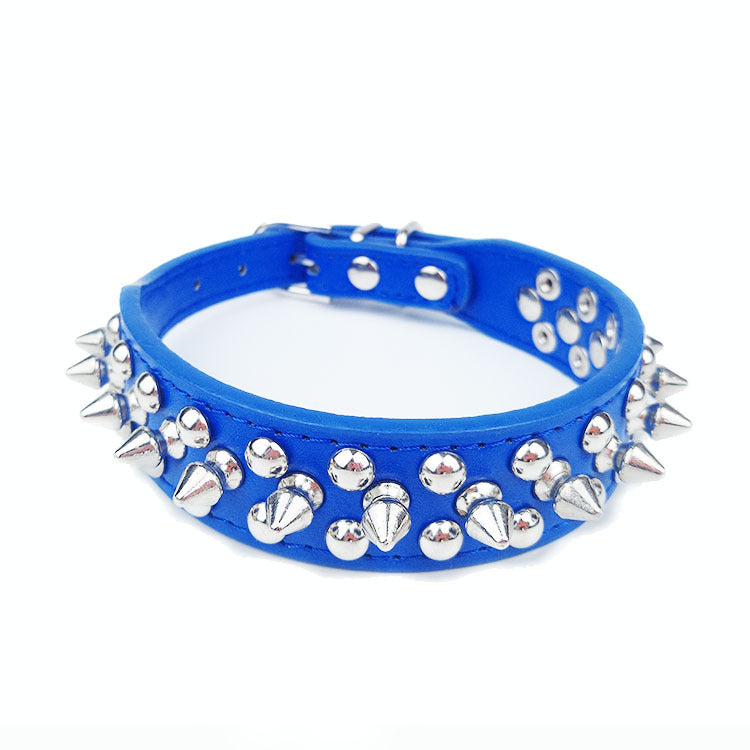 KFX-2422077 Round Studded Leather Dog Collar for Small to Medium Dogs - Willow Nail Design