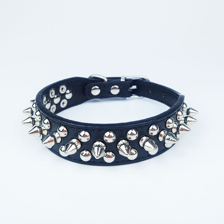KFX-2422077 Round Studded Leather Dog Collar for Small to Medium Dogs - Willow Nail Design