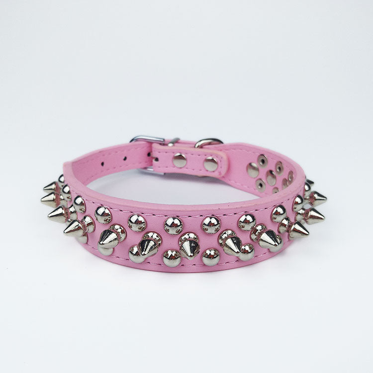 KFX-2422077 Round Studded Leather Dog Collar for Small to Medium Dogs - Willow Nail Design