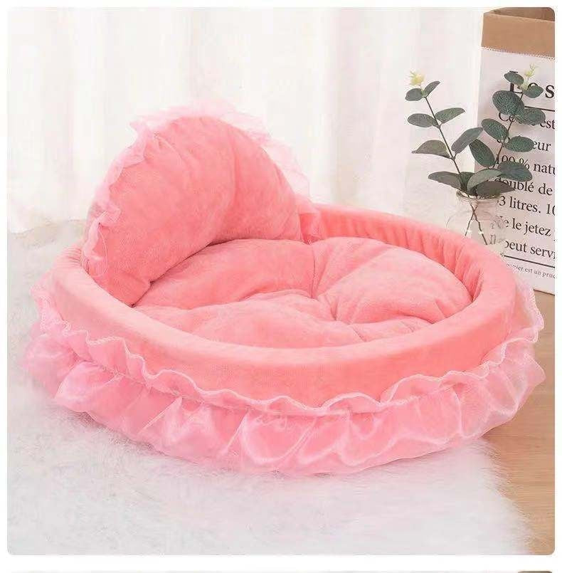KFX-2424125 Cute Lace Princess Pet Bed for Dogs - Available in Pink, Purple, Blue, and Gray