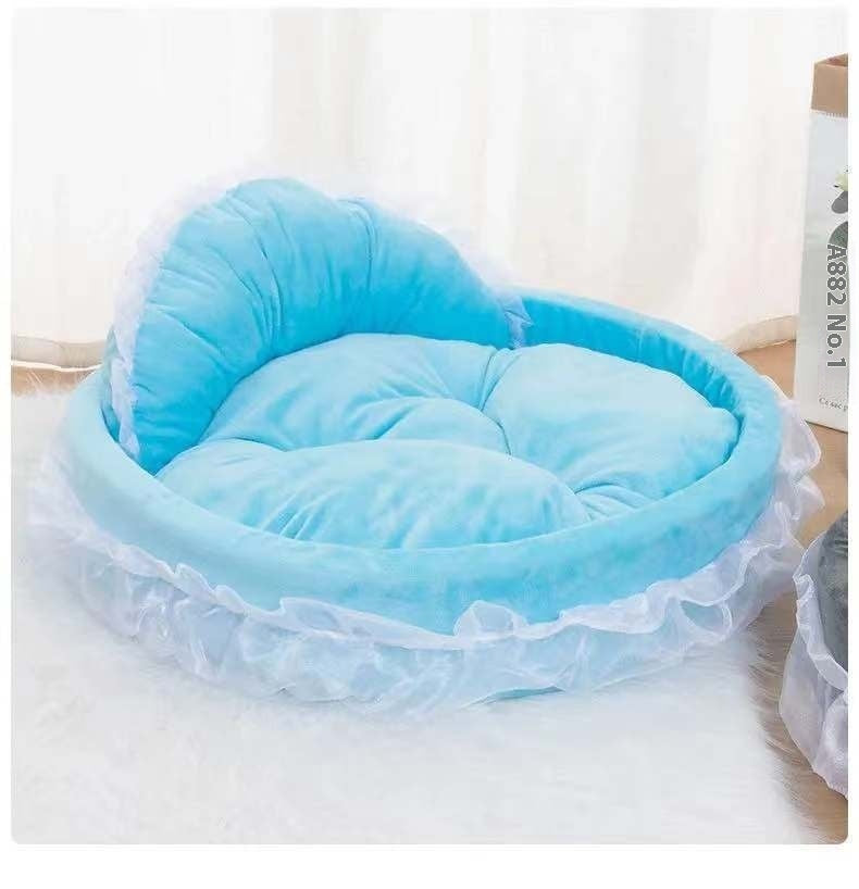 KFX-2424125 Cute Lace Princess Pet Bed for Dogs - Available in Pink, Purple, Blue, and Gray