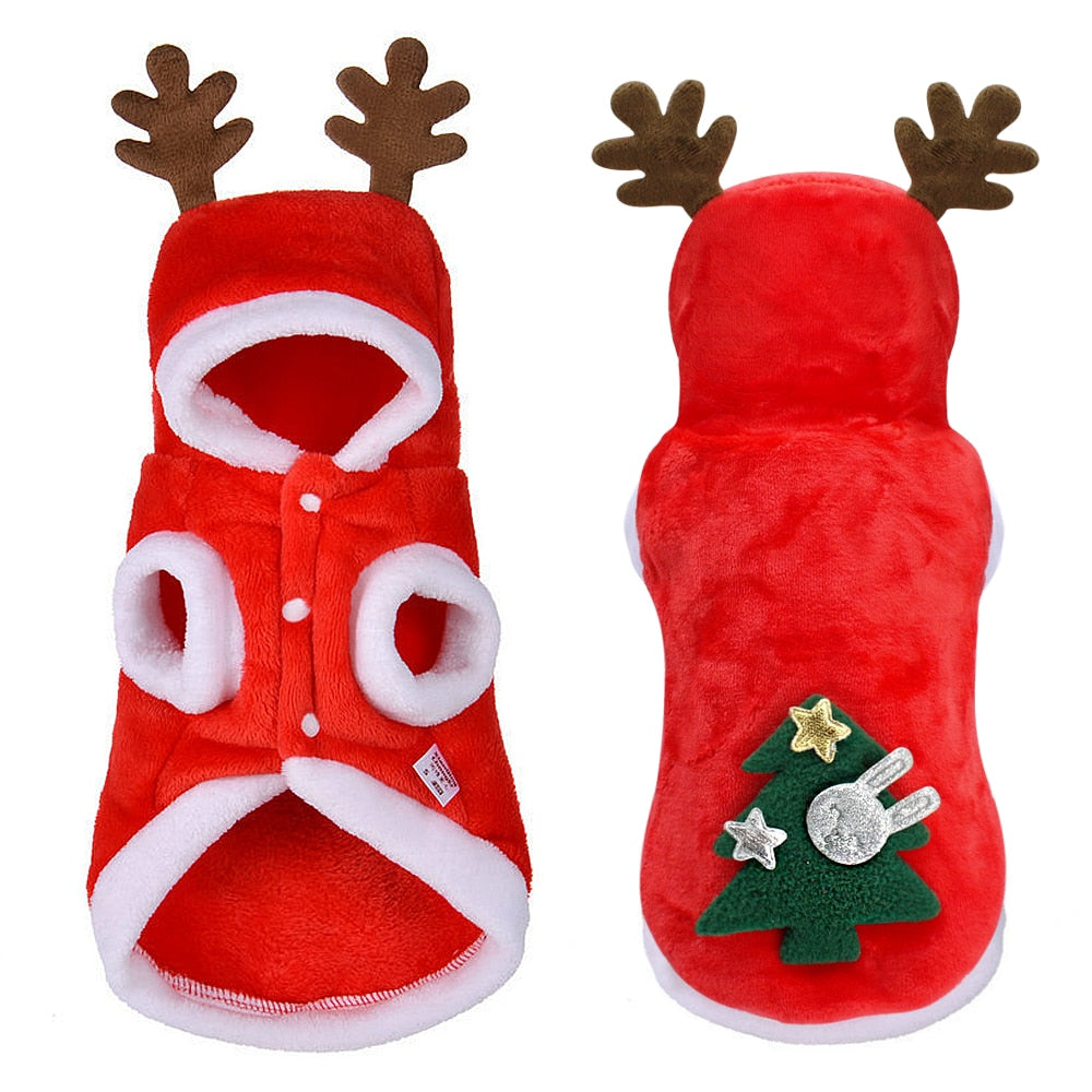 KFX-2424253 Red Flannel Santa Costume for Small Dogs, Christmas Pet Clothing, XS to XL Sizes