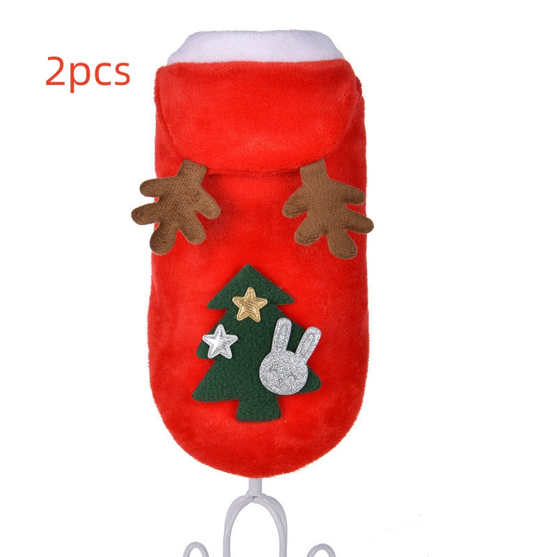 KFX-2424253 Red Flannel Santa Costume for Small Dogs, Christmas Pet Clothing, XS to XL Sizes