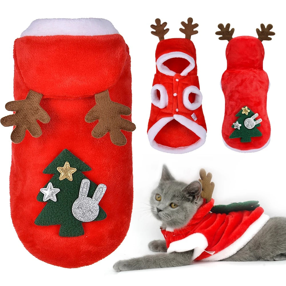 KFX-2424253 Red Flannel Santa Costume for Small Dogs, Christmas Pet Clothing, XS to XL Sizes