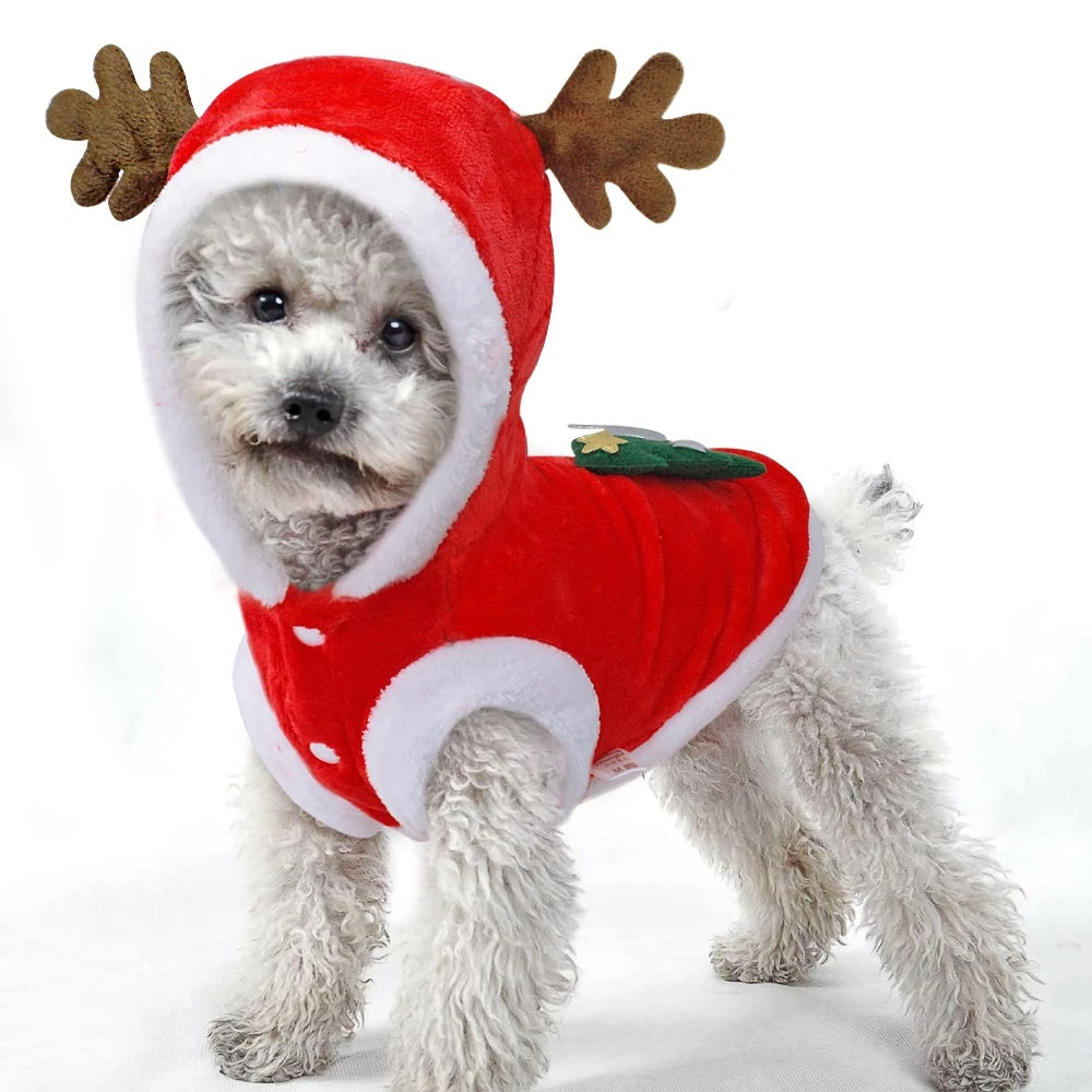 KFX-2424253 Red Flannel Santa Costume for Small Dogs, Christmas Pet Clothing, XS to XL Sizes