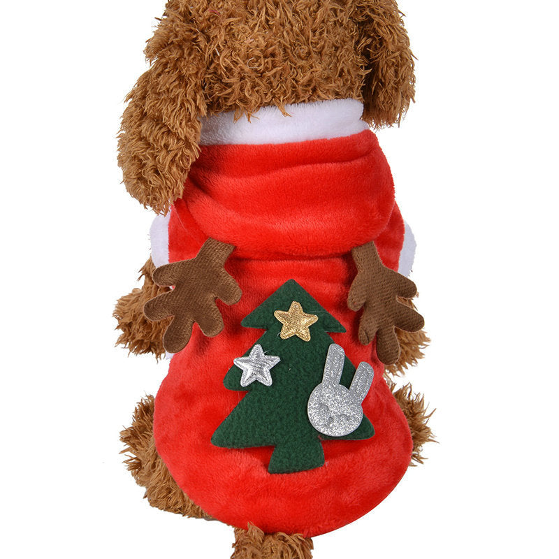 KFX-2424253 Red Flannel Santa Costume for Small Dogs, Christmas Pet Clothing, XS to XL Sizes