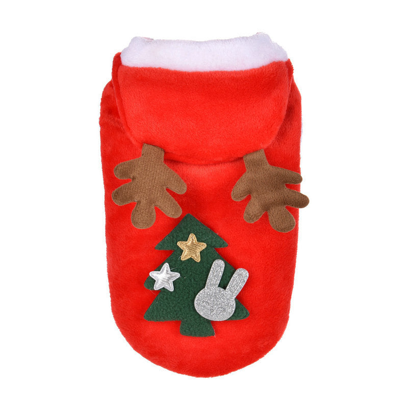 KFX-2424253 Red Flannel Santa Costume for Small Dogs, Christmas Pet Clothing, XS to XL Sizes