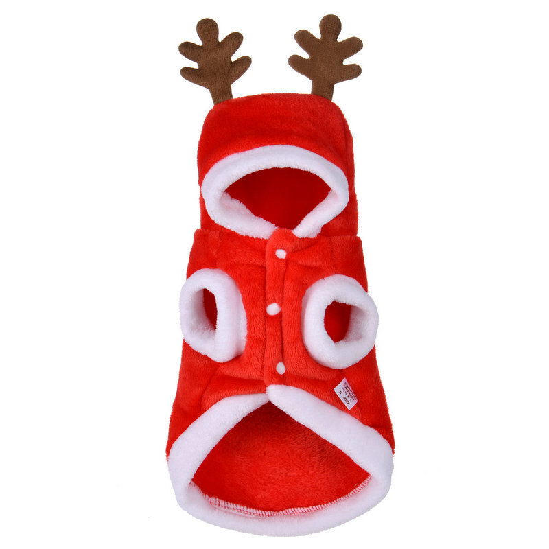 KFX-2424253 Red Flannel Santa Costume for Small Dogs, Christmas Pet Clothing, XS to XL Sizes