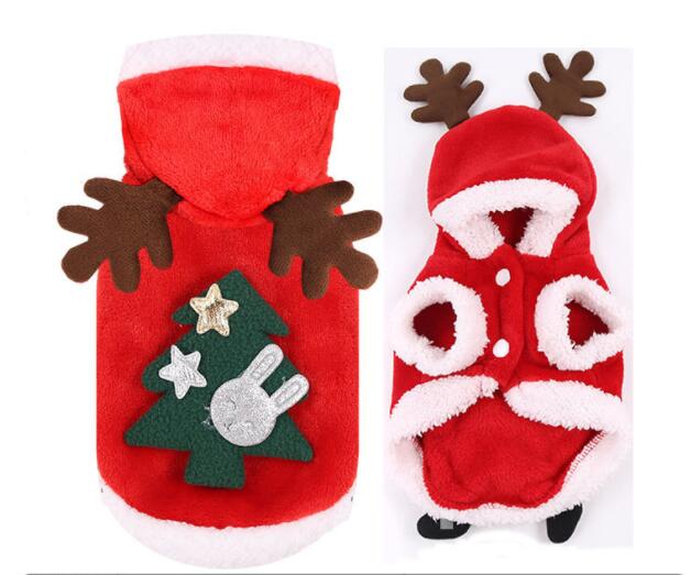 KFX-2424253 Red Flannel Santa Costume for Small Dogs, Christmas Pet Clothing, XS to XL Sizes