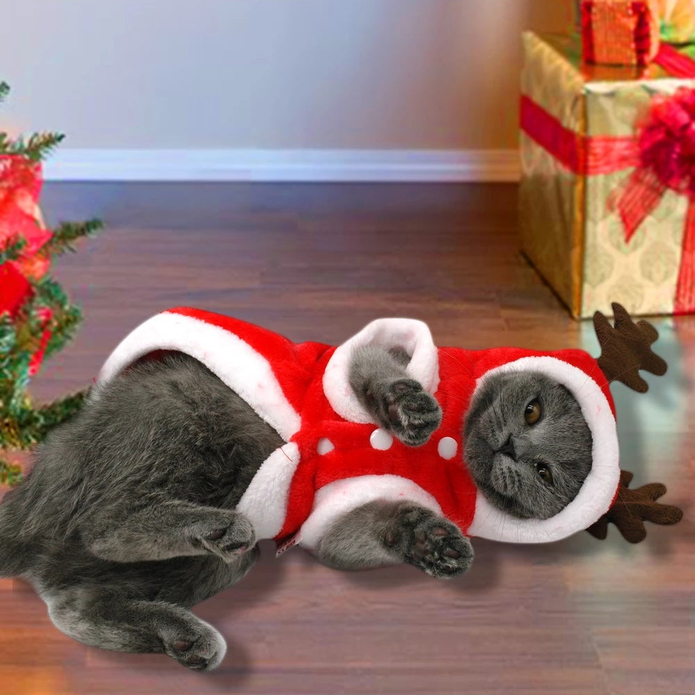KFX-2424253 Red Flannel Santa Costume for Small Dogs, Christmas Pet Clothing, XS to XL Sizes