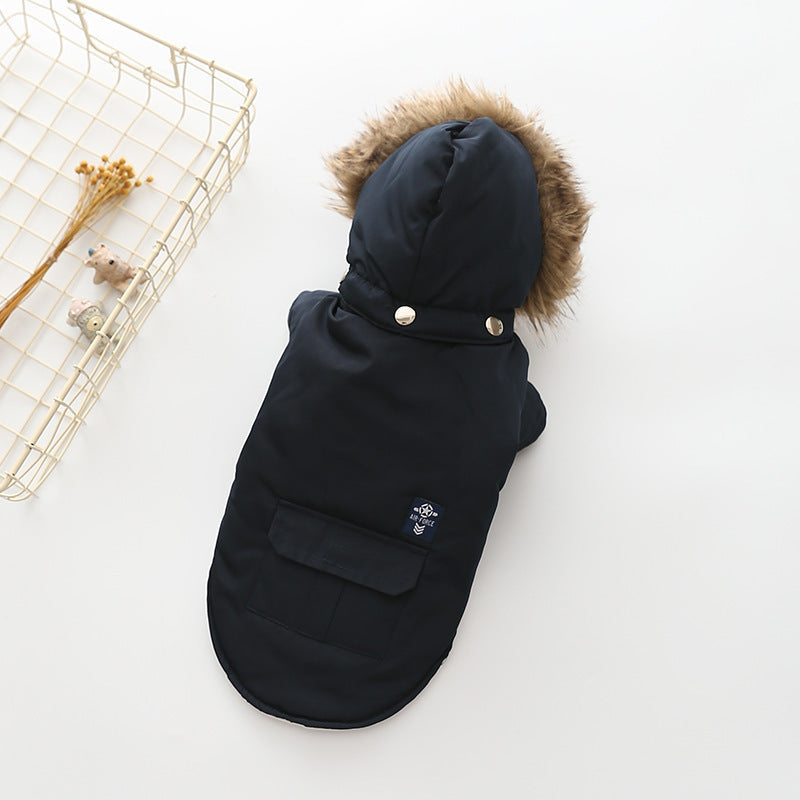 KFX-2424509 Hooded Cotton Coat for Dogs in Blue, Red, and Beige - Sizes S to XXL