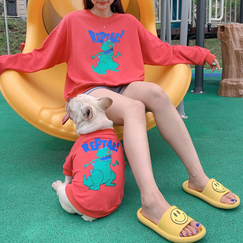KFX-2425149 Matching Cotton Cartoon Print Pet Parent-Child Outfits in Various Colors