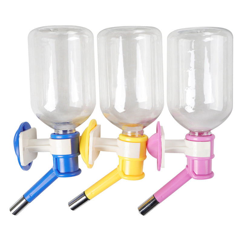 KFX-2425917 Pet Water Dispenser with Hanging Design - 500ml Capacity in Pink, Yellow, and Blue