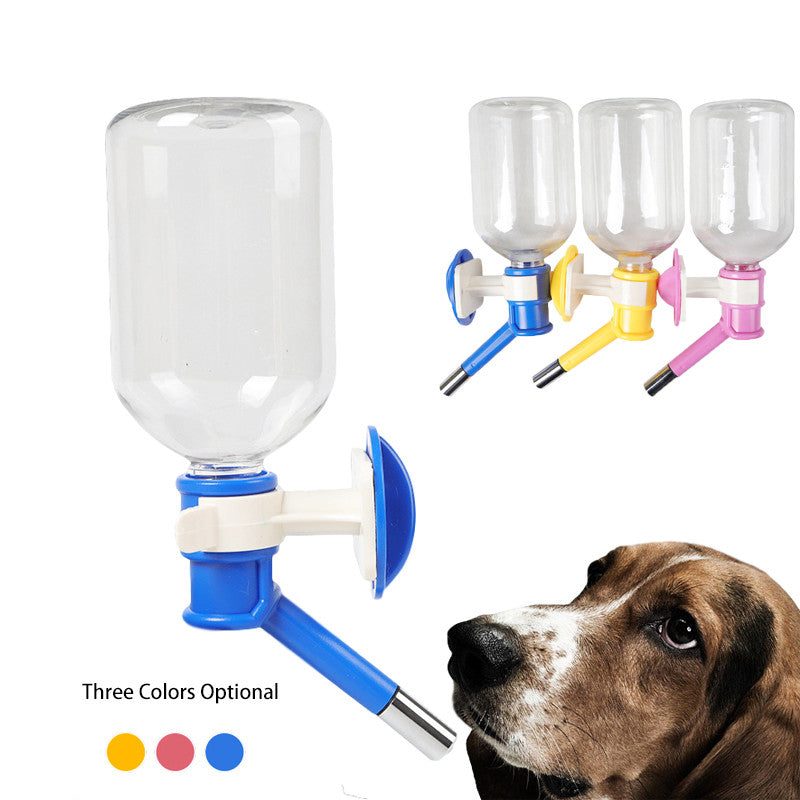 KFX-2425917 Pet Water Dispenser with Hanging Design - 500ml Capacity in Pink, Yellow, and Blue