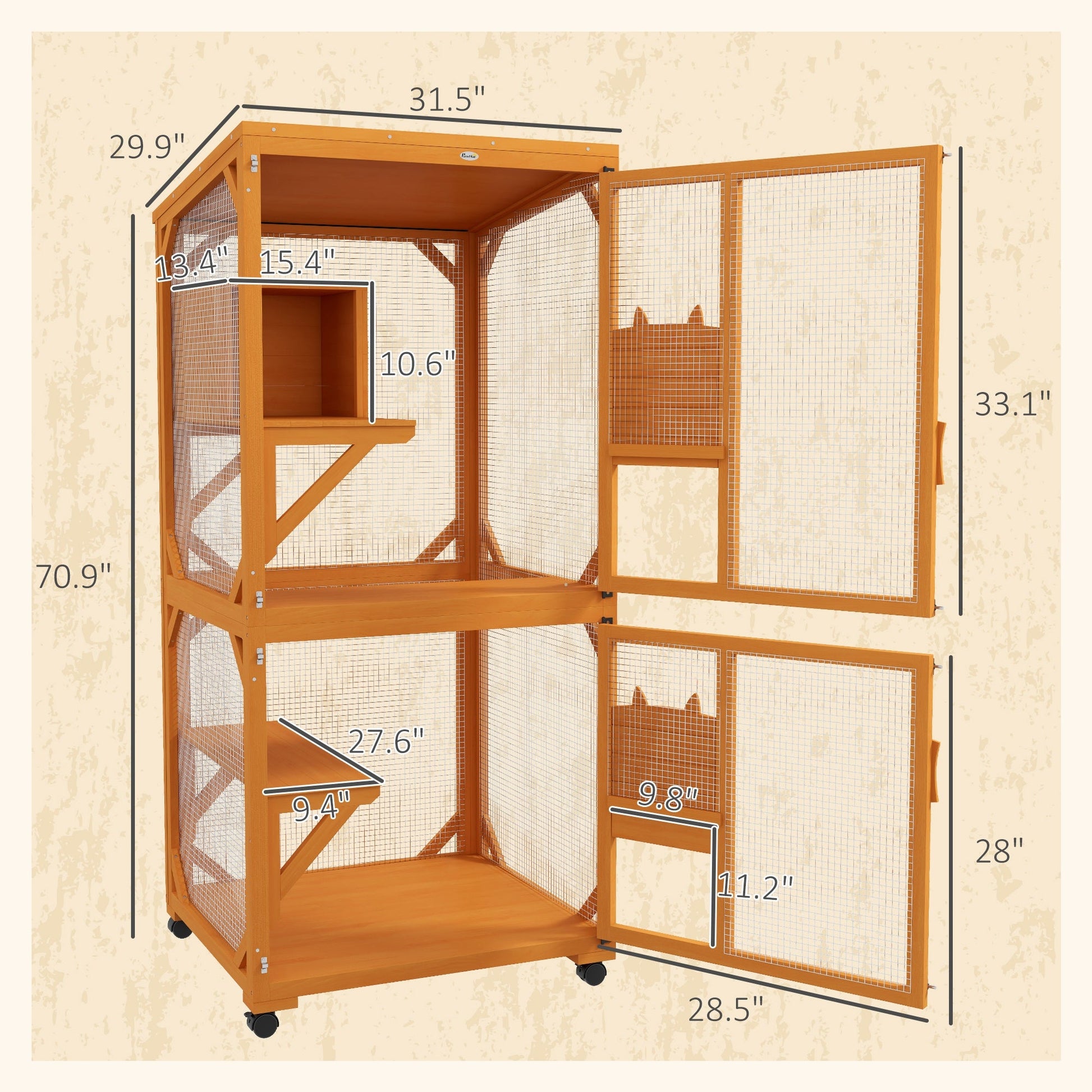 KFX-2429885 Cat Tree House with Multifunctional Cabinet Design and Scratching Posts