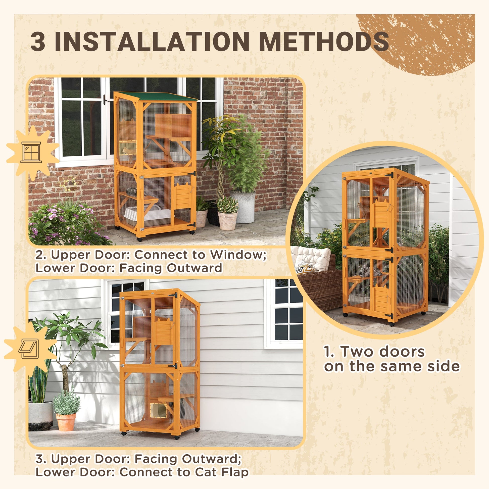 KFX-2429885 Cat Tree House with Multifunctional Cabinet Design and Scratching Posts