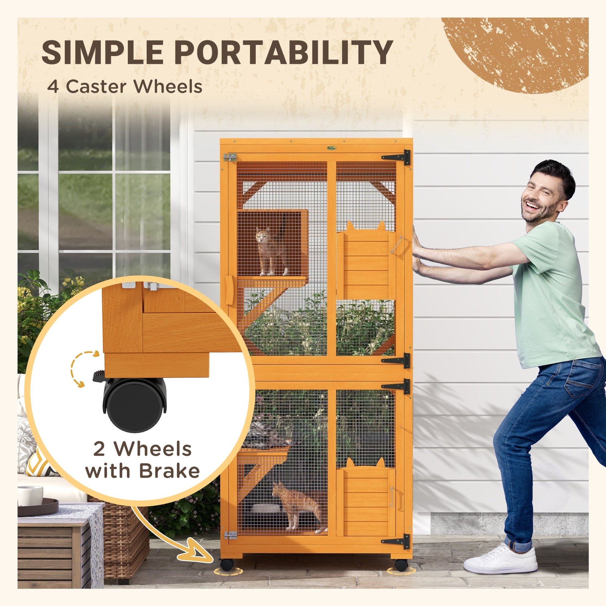 KFX-2429885 Cat Tree House with Multifunctional Cabinet Design and Scratching Posts