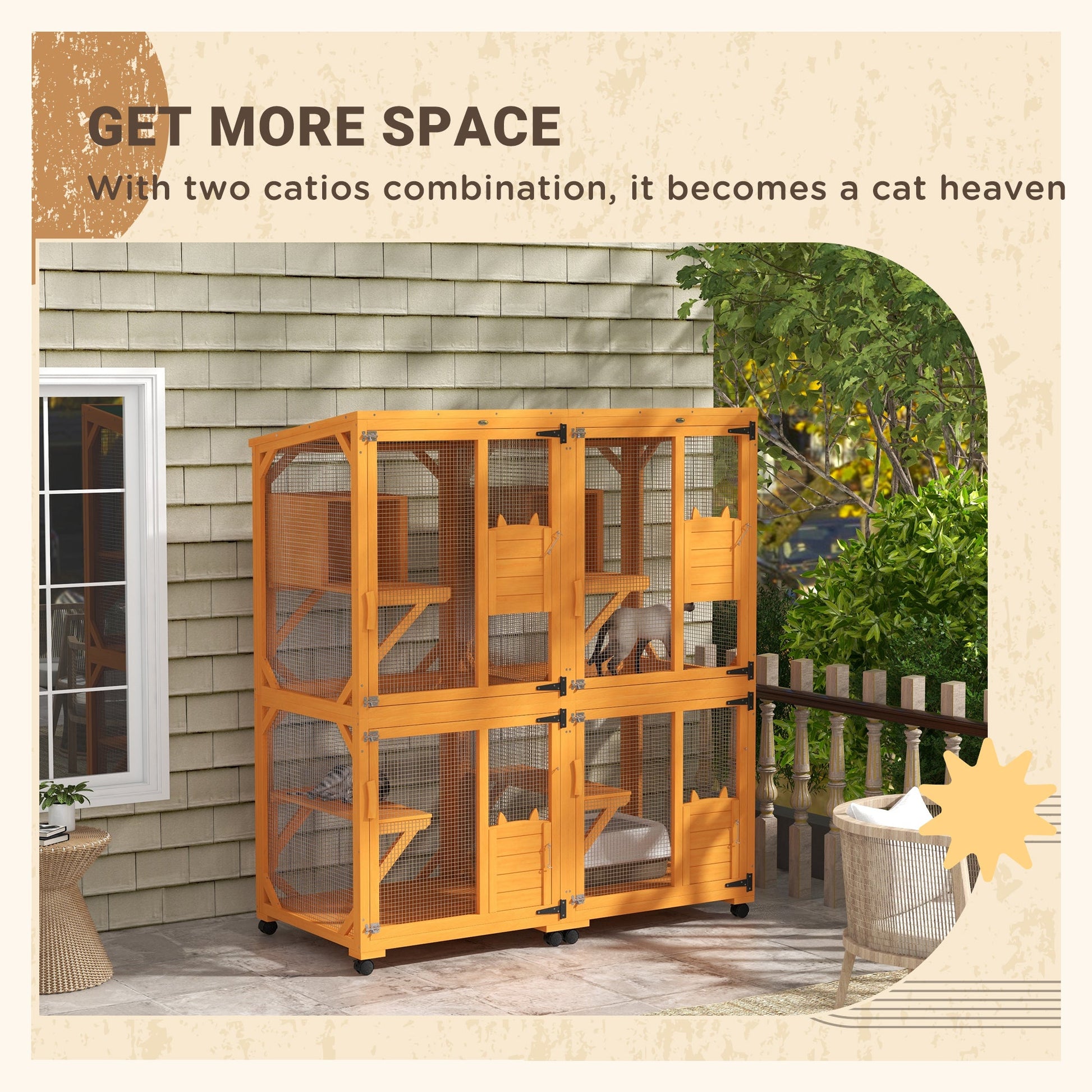 KFX-2429885 Cat Tree House with Multifunctional Cabinet Design and Scratching Posts