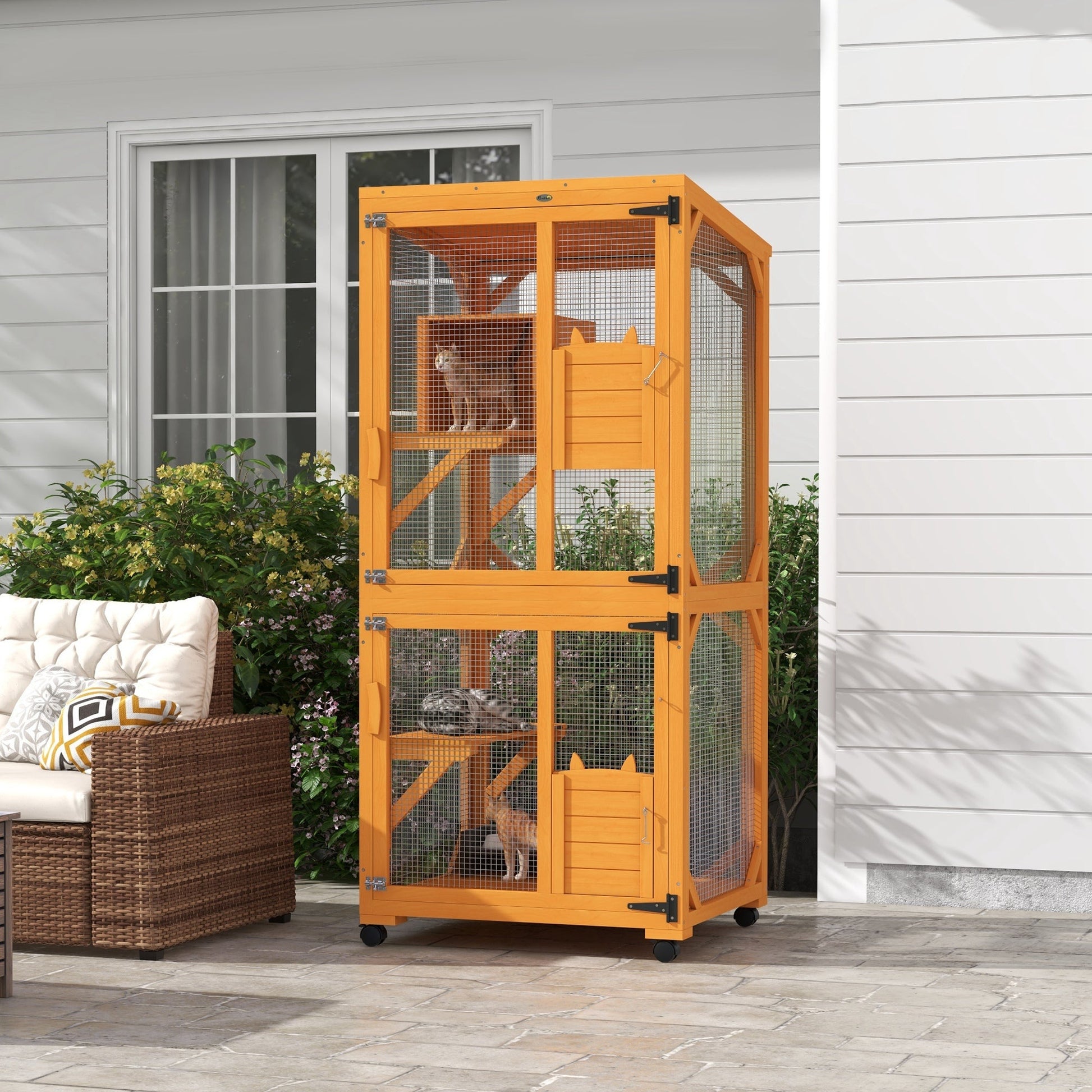 KFX-2429885 Cat Tree House with Multifunctional Cabinet Design and Scratching Posts