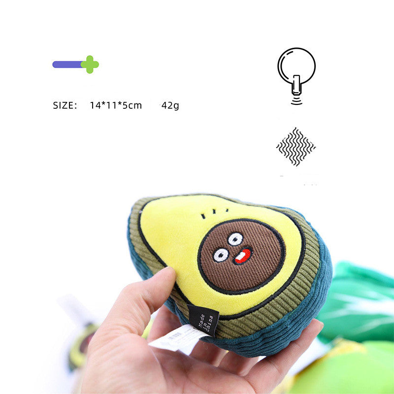 KFX-2430653 Plush Dog Toy - Striped Avocado Shape for Pets, Soft Cotton Fabric, 14x11x5 cm