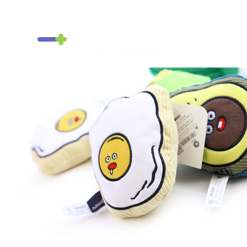 KFX-2430653 Plush Dog Toy - Striped Avocado Shape for Pets, Soft Cotton Fabric, 14x11x5 cm