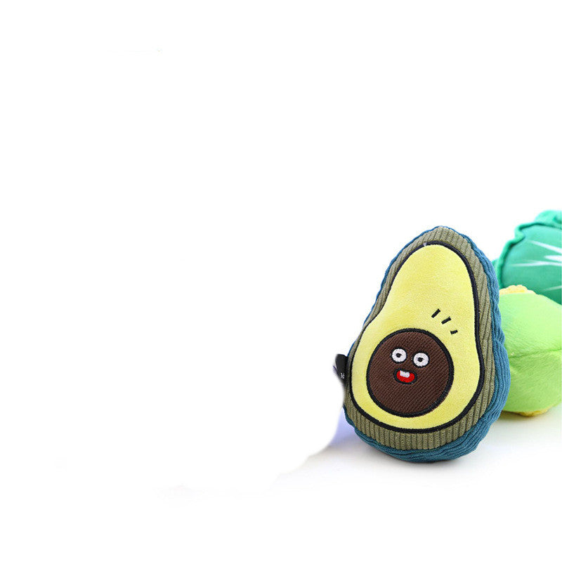 KFX-2430653 Plush Dog Toy - Striped Avocado Shape for Pets, Soft Cotton Fabric, 14x11x5 cm