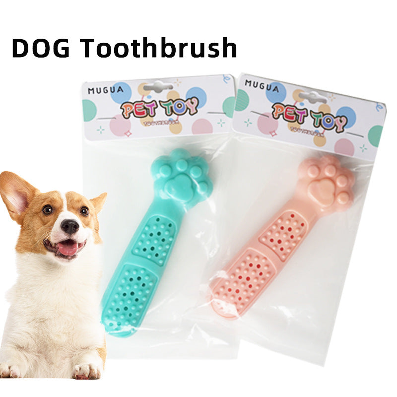 KFX-2431421 Bite Toy Dog Toothbrush for Teeth Cleaning - TPR Material, Cherry Blossom Pink & Mint Green