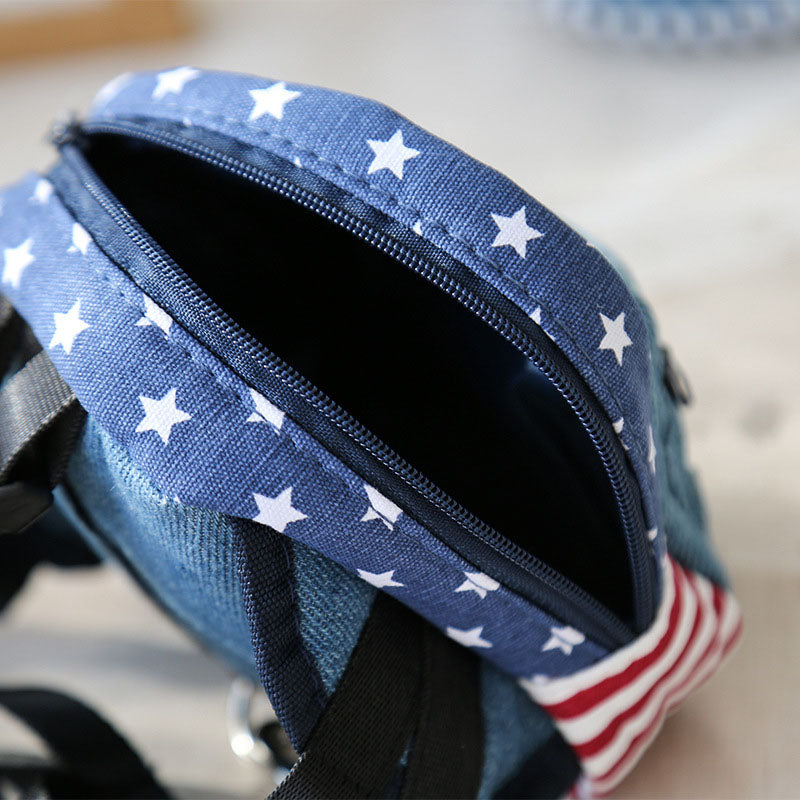 KFX-2432061 Pet Denim Schoolbag - Cartoon Style for Small Pets, Size S & L Available