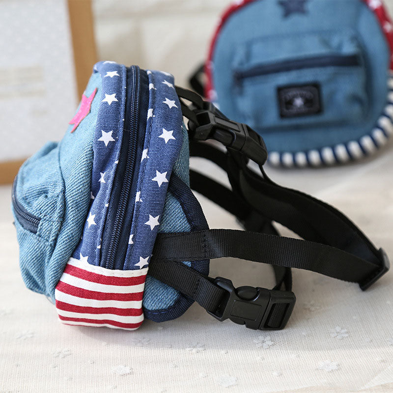KFX-2432061 Pet Denim Schoolbag - Cartoon Style for Small Pets, Size S & L Available