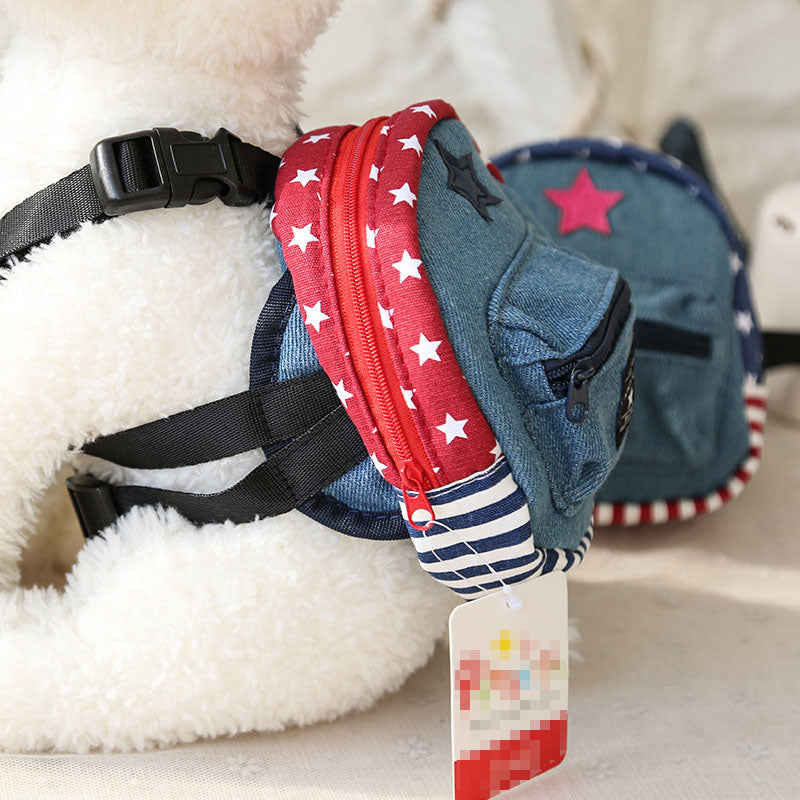 KFX-2432061 Pet Denim Schoolbag - Cartoon Style for Small Pets, Size S & L Available