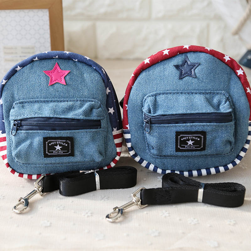 KFX-2432061 Pet Denim Schoolbag - Cartoon Style for Small Pets, Size S & L Available