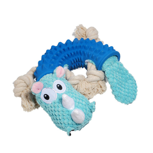 KFX-2434237 Rhinoceros and Hippo Shaped Bite-Resistant Rubber Dog Toy for Molar Health