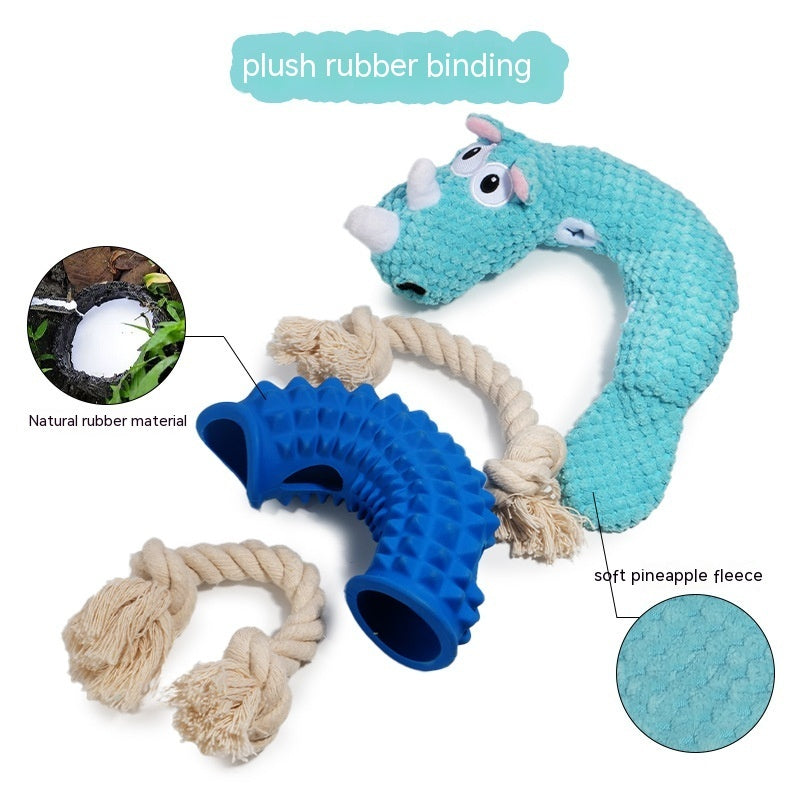KFX-2434237 Rhinoceros and Hippo Shaped Bite-Resistant Rubber Dog Toy for Molar Health