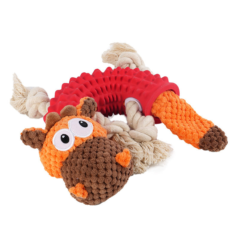 KFX-2434237 Rhinoceros and Hippo Shaped Bite-Resistant Rubber Dog Toy for Molar Health