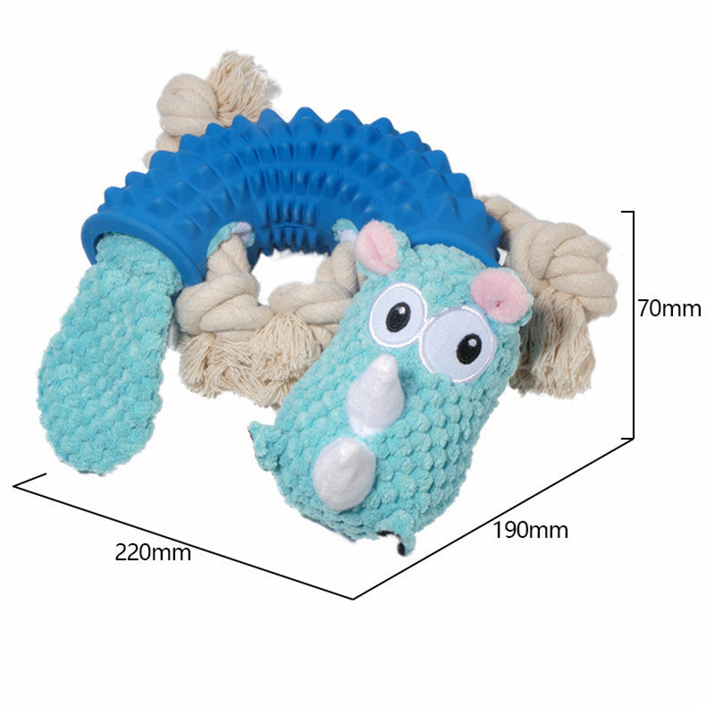 KFX-2434237 Rhinoceros and Hippo Shaped Bite-Resistant Rubber Dog Toy for Molar Health
