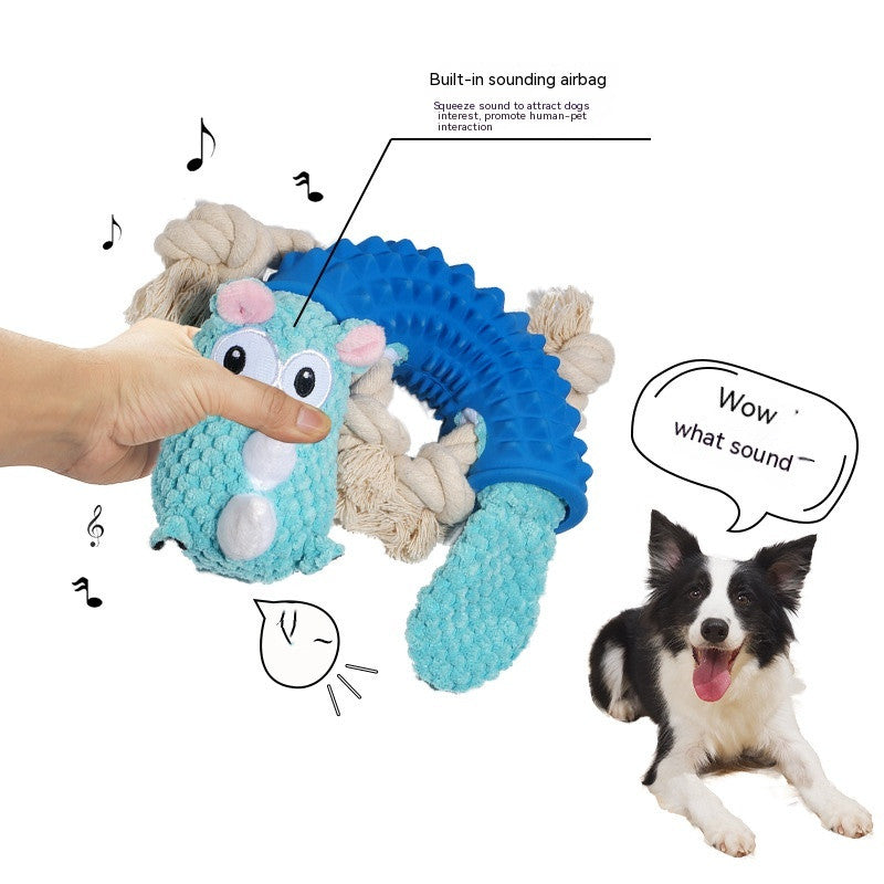 KFX-2434237 Rhinoceros and Hippo Shaped Bite-Resistant Rubber Dog Toy for Molar Health