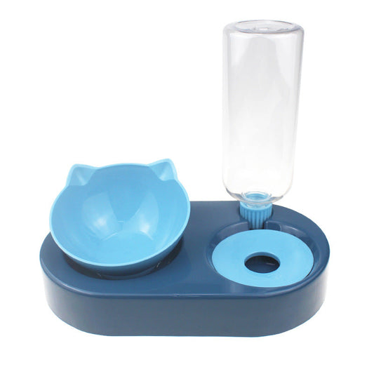 KFX-2435773 Double Bowl Automatic Pet Drinking and Feeding Station with 500ml Capacity