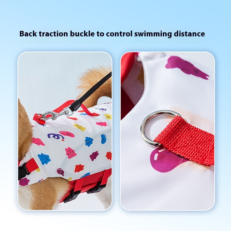 KFX-2436157 Cute Cartoon Dog Life Vest for Swimming, Durable Cloth, Various Sizes Available (XS-XXL)