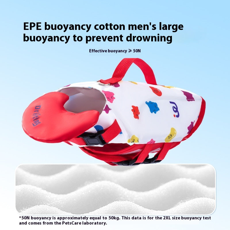 KFX-2436157 Cute Cartoon Dog Life Vest for Swimming, Durable Cloth, Various Sizes Available (XS-XXL)