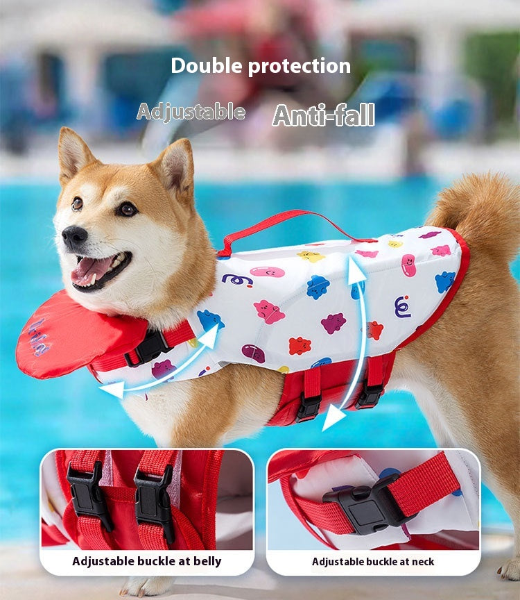 KFX-2436157 Cute Cartoon Dog Life Vest for Swimming, Durable Cloth, Various Sizes Available (XS-XXL)