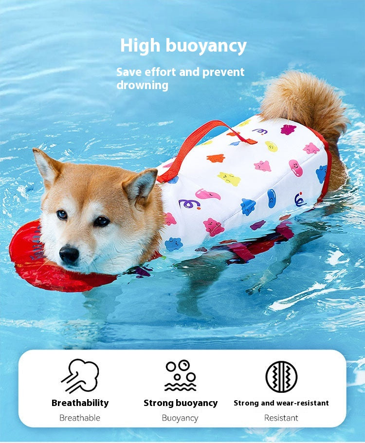 KFX-2436157 Cute Cartoon Dog Life Vest for Swimming, Durable Cloth, Various Sizes Available (XS-XXL)