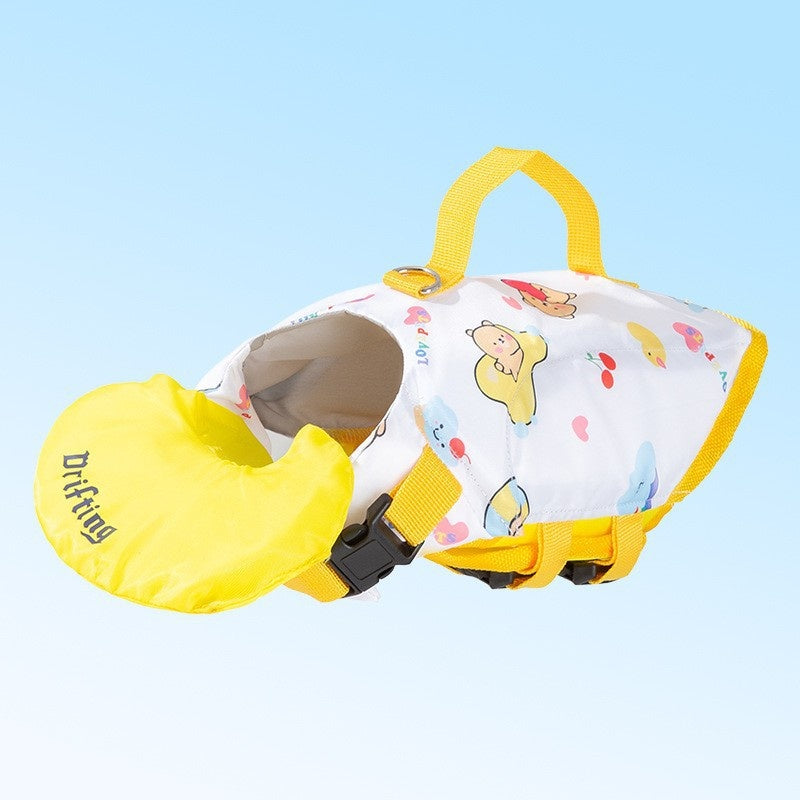 KFX-2436157 Cute Cartoon Dog Life Vest for Swimming, Durable Cloth, Various Sizes Available (XS-XXL)