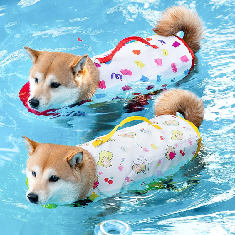 KFX-2436157 Cute Cartoon Dog Life Vest for Swimming, Durable Cloth, Various Sizes Available (XS-XXL)