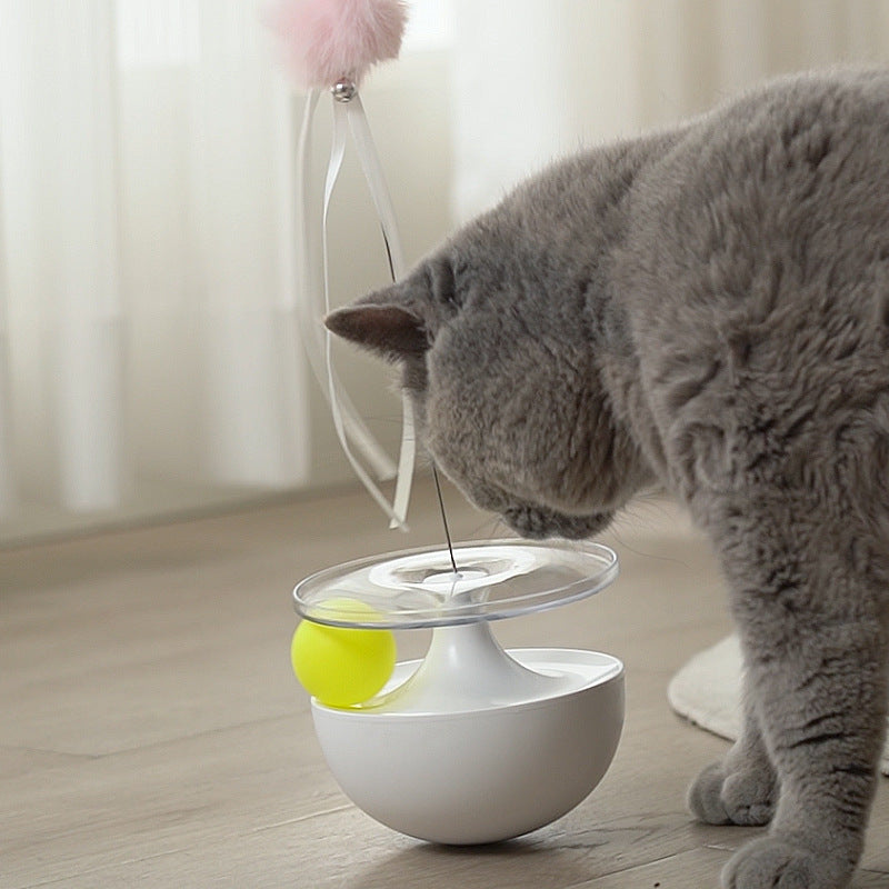 KFX-2436413 Self-Balancing Cat Tumbler Toy - Interactive Fun for Cats in White, Green, and Pink