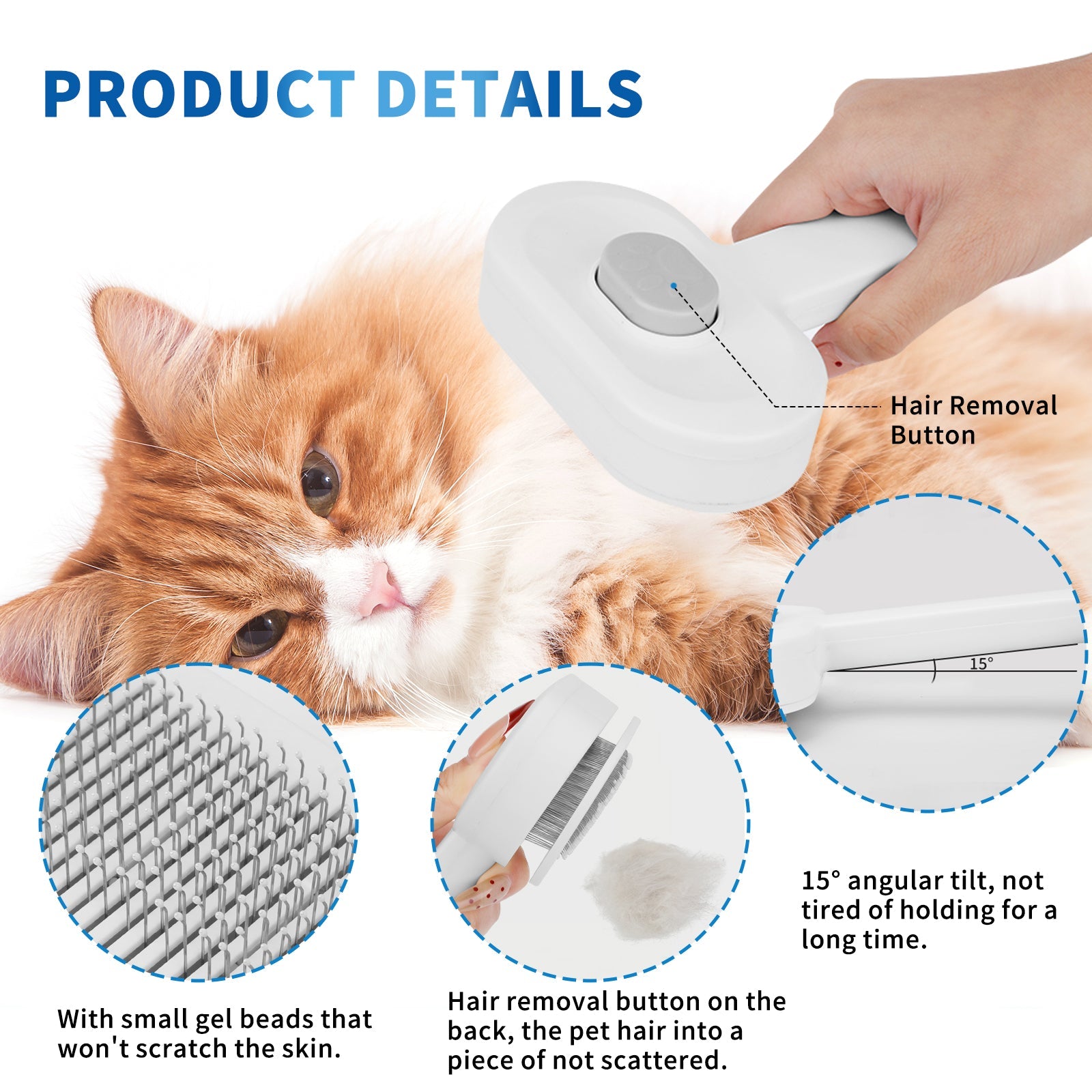 KFX-2437181 Universal Pet Hair Removal Comb for Gentle Detangling and Care of Your Pet's Coat