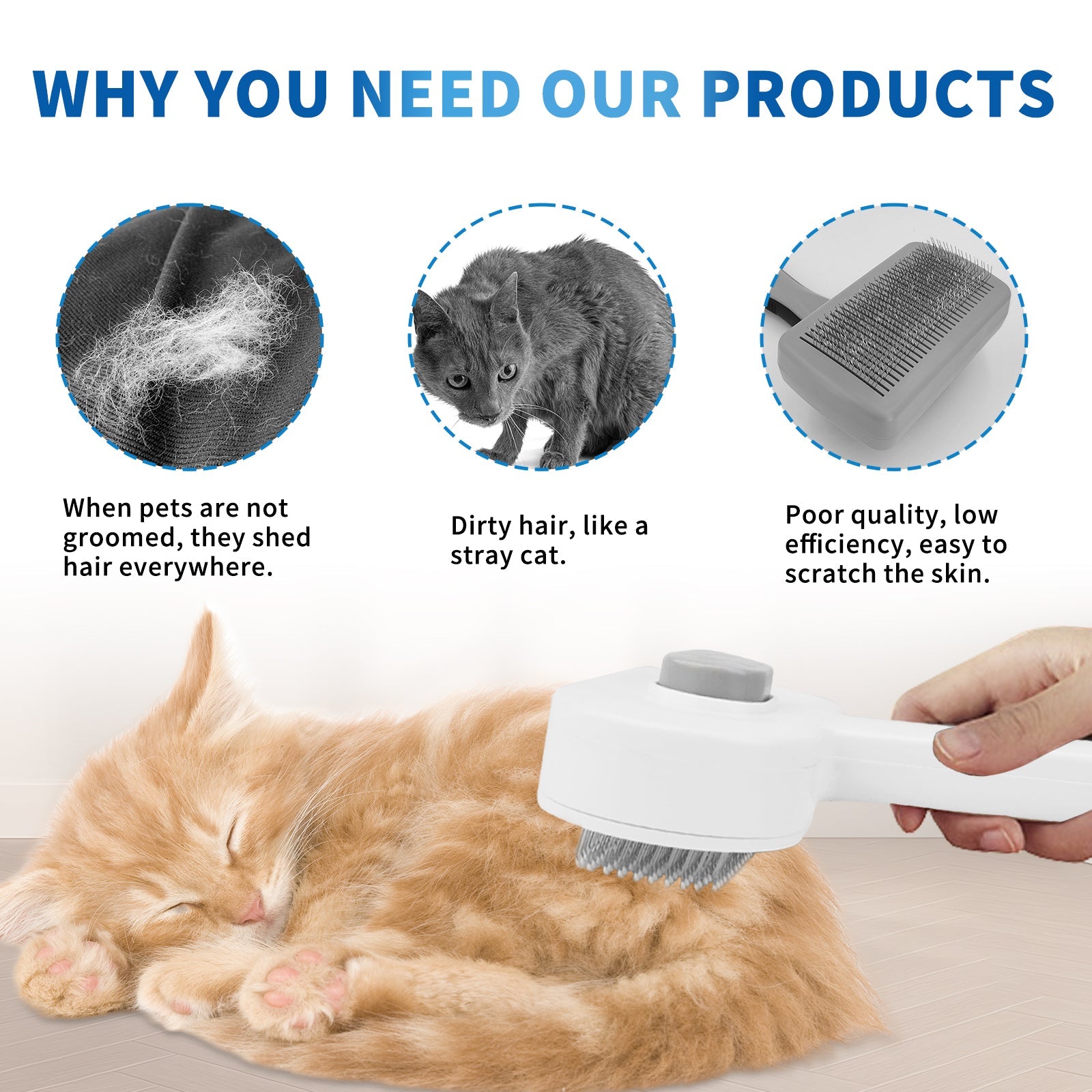 KFX-2437181 Universal Pet Hair Removal Comb for Gentle Detangling and Care of Your Pet's Coat