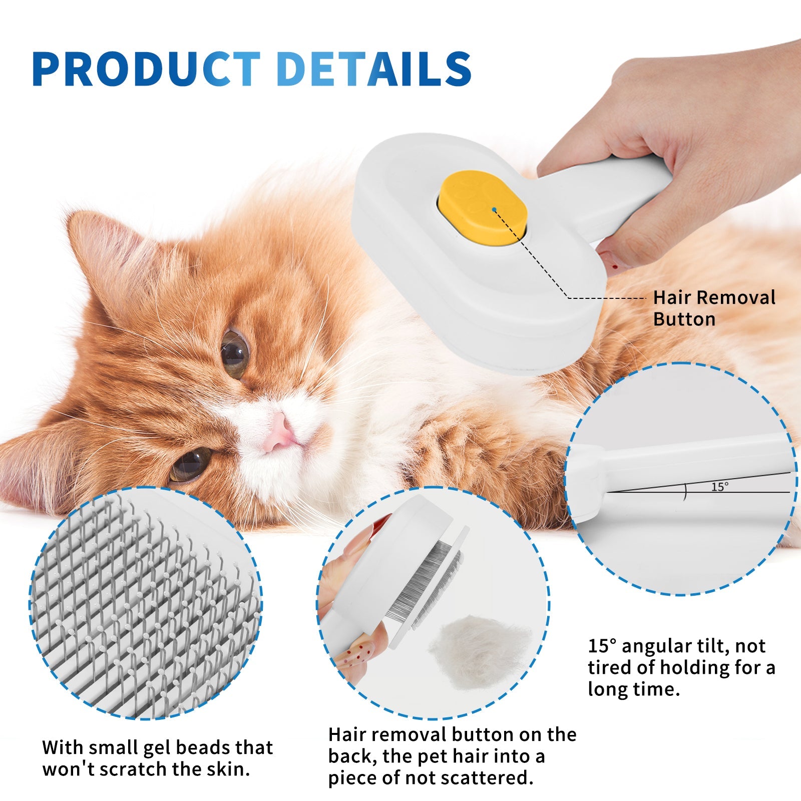 KFX-2437181 Universal Pet Hair Removal Comb for Gentle Detangling and Care of Your Pet's Coat